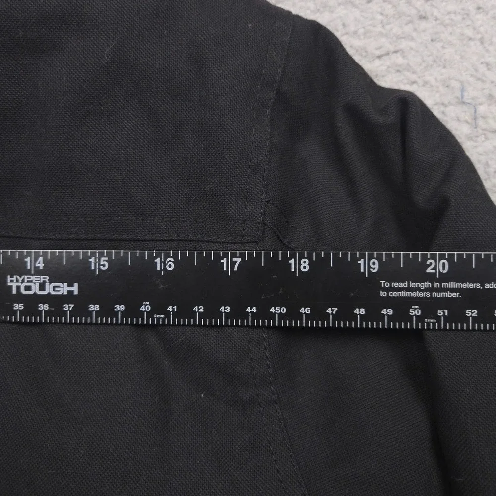 Wrangler Jacket Men's Sz Small Black Canvas Hooded Work Quilted Lining